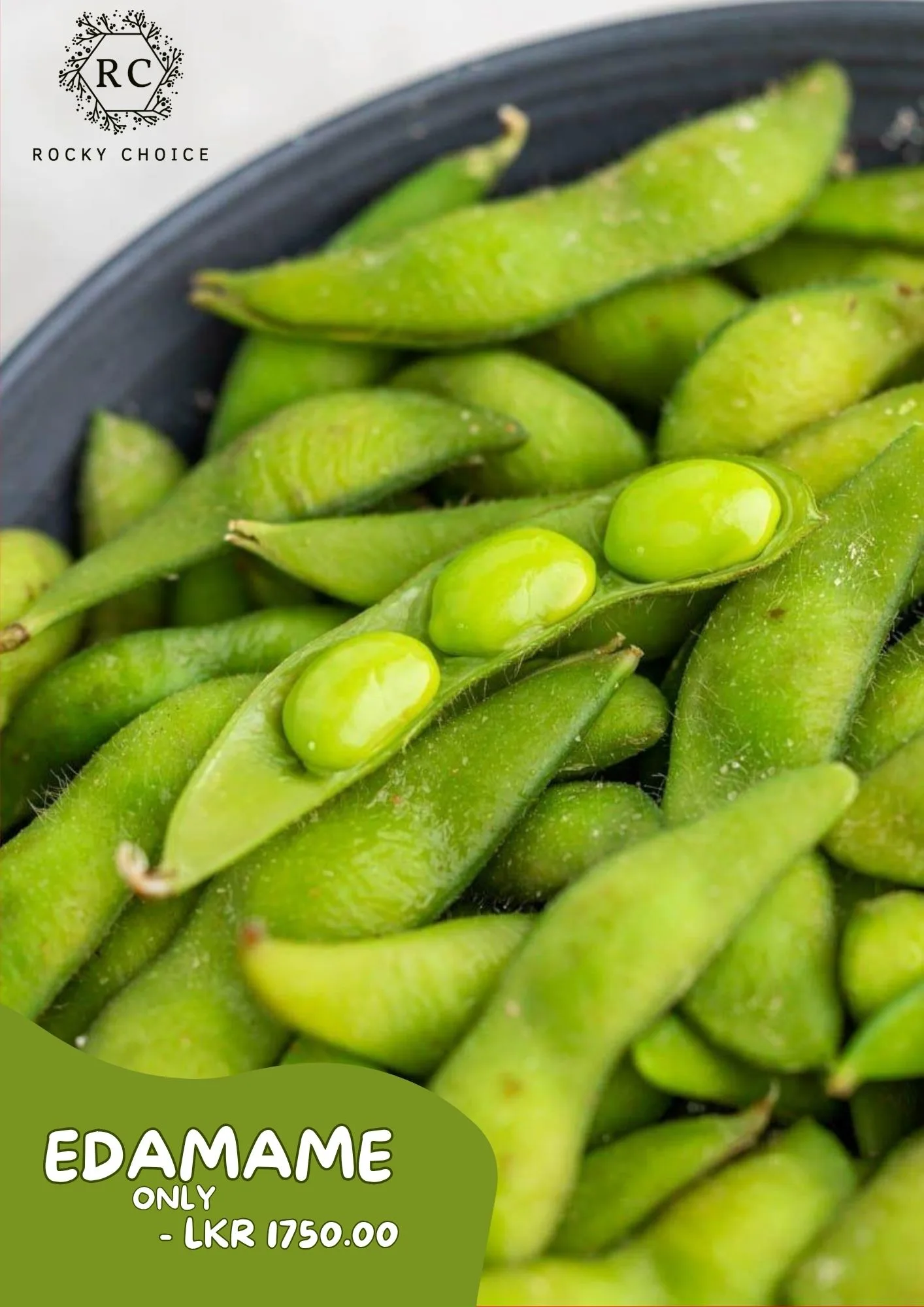 Rocky Choice Edamame table top card